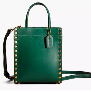 COACH Green Cashin Crossbody Bag with  Brass Rivets - NEW